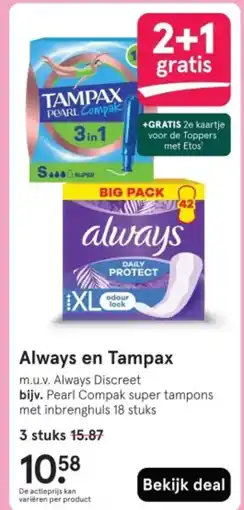 Etos Always en Tampax aanbieding