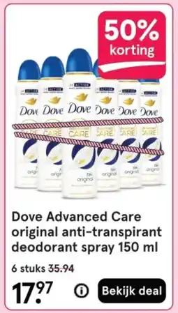 Etos Dove Advanced Care original anti-transpirant deodorant spray 150 ml aanbieding