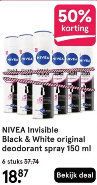 Etos Nivea Invisible Black & White original deodorant spray aanbieding