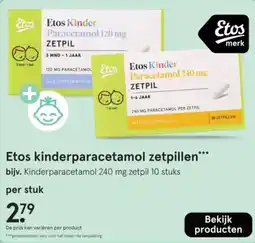 Etos Etos kinderparacetamol zetpillen aanbieding