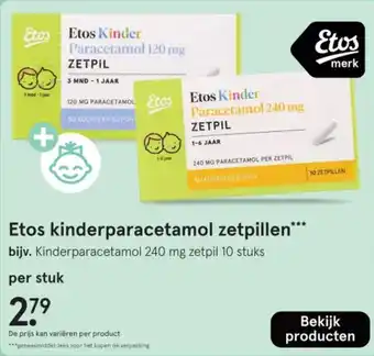 Etos Etos kinderparacetamol zetpillen aanbieding