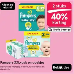 Etos Pampers XXL-pak en doekjes aanbieding