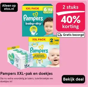 Etos Pampers XXL-pak en doekjes aanbieding
