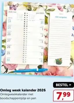 Boekenvoordeel Omleg week kalender 2026 spec. boodschappen aanbieding