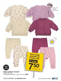 Zeeman Baby sweater of broek aanbieding