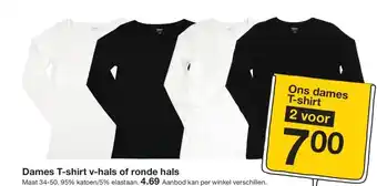 Zeeman Dames T-shirt v-hals of ronde hals aanbieding