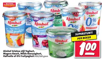 Nettorama Almhof Griekse stijl Yoghurt, Magere Kwark, Milde Roeryoghurt, Halfvolle of 0% Fruityoghurt aanbieding