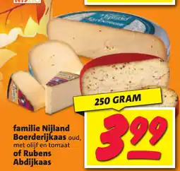 Nettorama familie Nijland Boerderijkaas oud, met olijf en tomaat of Rubens Abdijkaas aanbieding