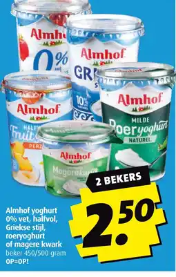 Boni Almhof yoghurt 0% vet, halfvol, Griekse stijl, roeryoghurt of magere kwark aanbieding