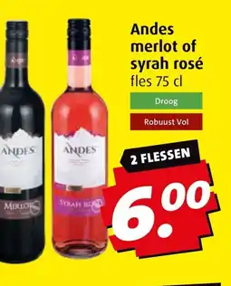 Boni Andes merlot of syrah rosé aanbieding