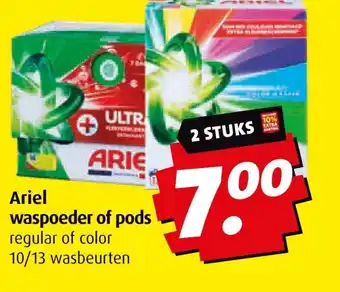 Boni Ariel waspoeder of pods aanbieding