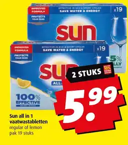 Boni Sun all in 1 vaatwastabletten regular of lemon aanbieding