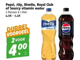 Poiesz Pepsi, 7Up, Rivella, Royal Club of Sourcy vitamin water aanbieding