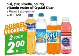 Poiesz Sisi, 7UP, Rivella, Sourcy vitamin water of Crystal Clear aanbieding