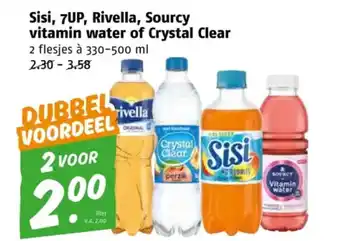 Poiesz Sisi, 7UP, Rivella, Sourcy vitamin water of Crystal Clear aanbieding