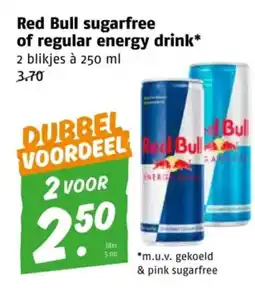 Poiesz Red Bull sugarfree of regular energy drink aanbieding
