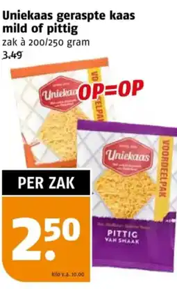 Poiesz Uniekaas geraspte kaas mild of pittig aanbieding