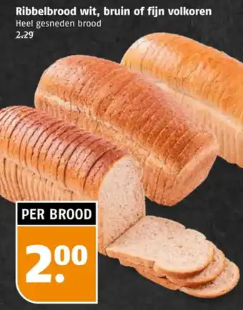 Poiesz Ribbelbrood wit, bruin of fijn volkoren aanbieding