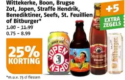 Poiesz Wittekerke, Boon, Brugse Zot, Jopen, Straffe Hendrik, Benediktiner, Seefs, St. Feuillien of Bitburger aanbieding