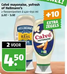 Poiesz Calvé mayonaise, yofresh of Hellmann's aanbieding