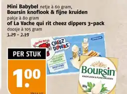 Poiesz Mini Babybel Boursin knoflook & fijne kruiden of La Vache qui rit cheez dippers aanbieding