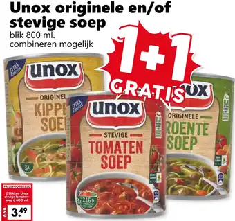 Coop Unox originele en of stevige soep aanbieding