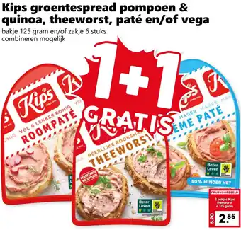 Coop Kips groentespread pompoen & quinoa, theeworst, paté en of vega aanbieding