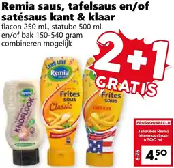 Coop Remia saus, tafelsaus en of satésaus kant & klaar aanbieding