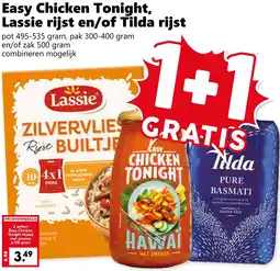 Coop Easy Chicken Tonight, Lassie rijst en of Tilda rijst aanbieding