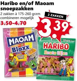 Coop Haribo en of Maoam snoepzakken aanbieding