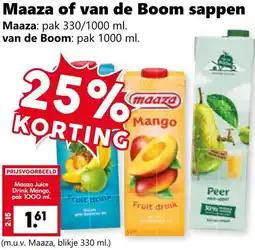 Coop Maaza of van de Boom sappen aanbieding