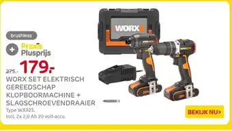 Praxis WORX SET ELEKTRISCH GEREEDSCHAP KLOPBOORMACHINE + SLAGSCHROEVENDRAAIER aanbieding