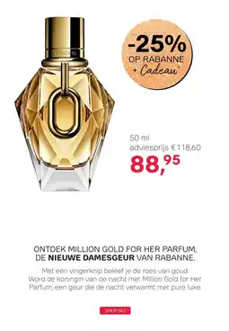 Pour Vous ONTDEK MILLION GOLD FOR HER PARFUM, DE NIEUWE DAMESGEUR VAN RABANNE. aanbieding