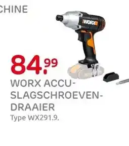 Praxis WORX ACCU- SLAGSCHROEVEN- DRAAIER aanbieding