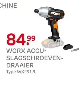 Praxis WORX ACCU- SLAGSCHROEVEN- DRAAIER aanbieding