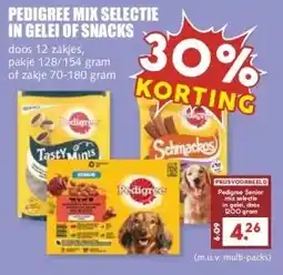 MCD Supermarkt PEDIGREE MIX SELECTIE IN GELEI OF SNACKS aanbieding