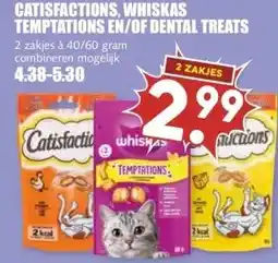 MCD Supermarkt CATISFACTIONS, WHISKAS TEMPTATIONS EN/OF DENTAL TREATS aanbieding