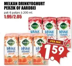 MCD Supermarkt MELKAN DRINKYOGHURT PERZIK OF AARDBEI aanbieding