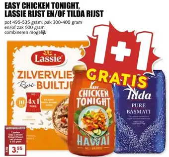 MCD Supermarkt EASY CHICKEN TONIGHT, LASSIE RIJST EN/OF TILDA RIJST aanbieding