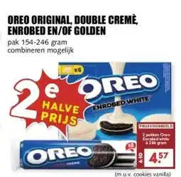 MCD Supermarkt OREO ORIGINAL, DOUBLE CREMÈ, ENROBED EN/OF GOLDEN aanbieding