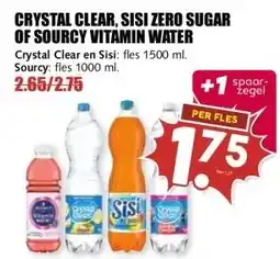 MCD Supermarkt CRYSTAL CLEAR, SISI ZERO SUGAR OF SOURCY VITAMIN WATER aanbieding