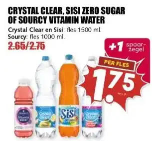MCD Supermarkt CRYSTAL CLEAR, SISI ZERO SUGAR OF SOURCY VITAMIN WATER aanbieding