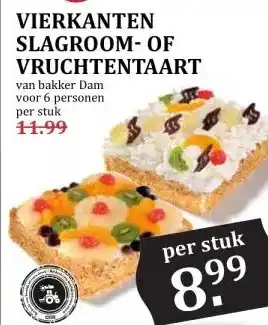 MCD Supermarkt VIERKANTEN SLAGROOM-OF VRUCHTENTAART aanbieding