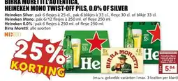 MCD Supermarkt BIRRA MORETTI L'AUTENTICA, HEINEKEN MONO TWIST-OFF PILS, 0.0% OF SILVER aanbieding