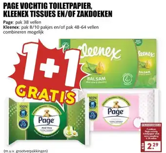 MCD Supermarkt PAGE VOCHTIG TOILETPAPIER, KLEENEX TISSUES EN/OF ZAKDOEKEN aanbieding
