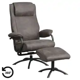 Leen Bakker Relaxfauteuil Vincent incl. hocker - Stof Preston - antraciet aanbieding