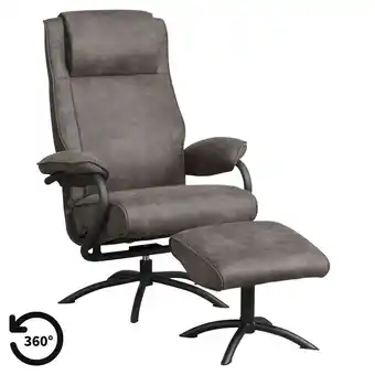 Leen Bakker Relaxfauteuil Vincent incl. hocker - Stof Preston - antraciet aanbieding