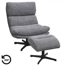 Leen Bakker Fauteuil Bobbi incl. hocker - antraciet aanbieding