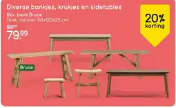 Leen Bakker Diverse bankjes, krukjes en sidetables aanbieding