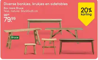 Leen Bakker Diverse bankjes, krukjes en sidetables aanbieding